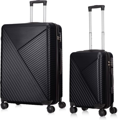 Ibiza Reiskofferset 2-delig - 39 en 93 liter - Handbagage en Ruimbagage - Zwart - Met Ingebouwd TSA Slot - Voor Vakanties en Weekendtrips