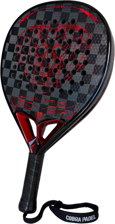 Cobra Padel Viper V1 - Padelracket - Diamant vorm - 18K Carbon 365g - Inclusief Padeltas - Rood & Zwart Padel Racket