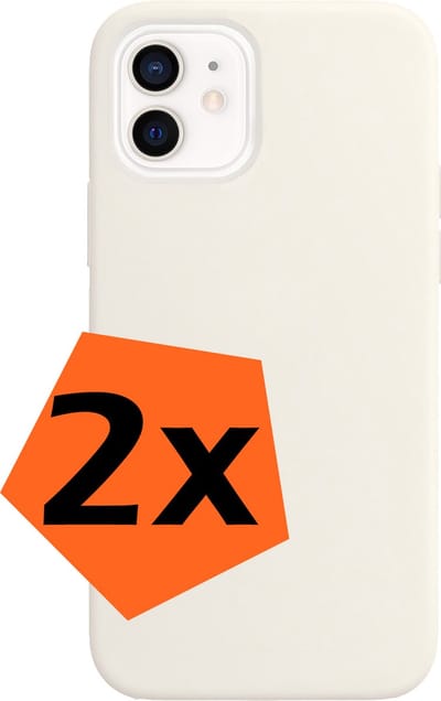 Hoes - 2 Stuks - Geschikt voor Apple iPhone 12 Mini - Sterk & Shockproof - Case Siliconen - Back Cover - Telefoon Hoes - Wit