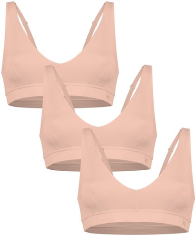 Undiemeister Bralette Dames 3-Pack Platte Naden Tencel Beha - Blush Dusk (Lichtroze) - Maat S