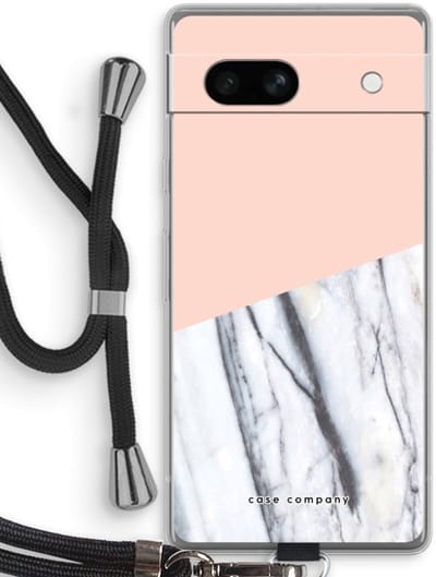 Case Company® - Hoesje met koord geschikt voor Google Pixel 7A hoesje met Koord - A touch of peach - Telefoonhoesje met Zwart Koord - Bescherming aan alle Kanten en Over de Schermrand