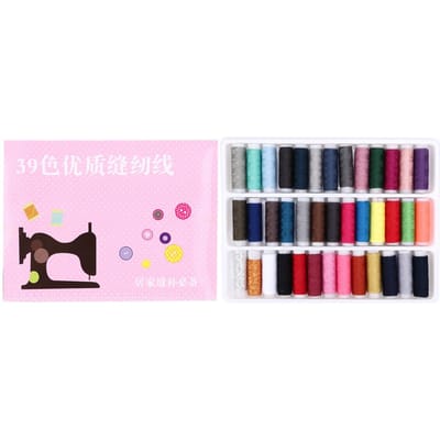 39 Pièces Kit de Fil de Polyester Coloré pour Machine à Coudre Domestique DIY Fournitures et Accessoires de Couture pour Vêtements black