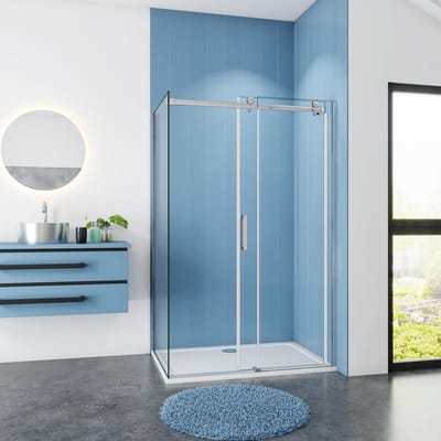 Serie Lotus - Douchecabine Rechthoek - 120x100 Schuifdeur -  Chroom Rechts -  Antikalk - 8mm Helder Veiligheidsglas