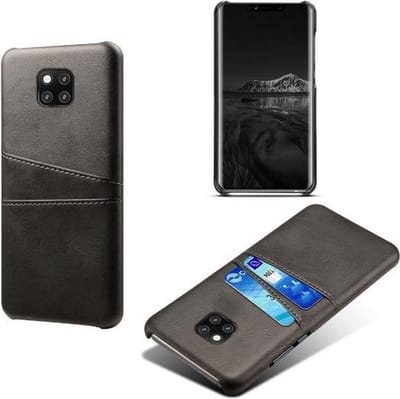 Back Cover met Opbergvakjes + Gehard Glas Screenprotector voor Huawei Mate 20 Pro_ Zwart
