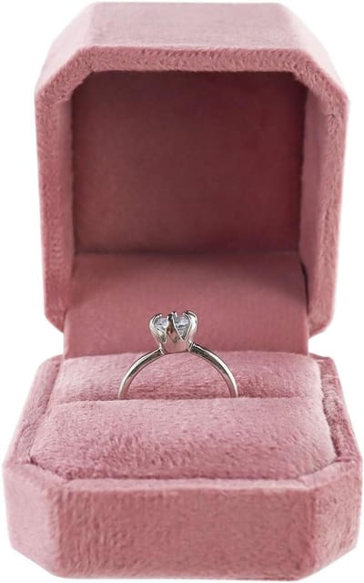 Compacte Velours Ringdoos, Vintage Ontwerp voor Verlovingen en Trouwen, Romantische Opbergdoos voor Ringen en Oorbellen, Perfect voor Voorstellen (Roze)