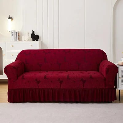 1/2/3/4 Zits Bankhoes Enkel Dubbel Drie Vierzits Elastisch All-inclusive Stofdicht Bankhoes Effen kleur bankhoes 1 Seat(90-140cm) wijnrode kleur