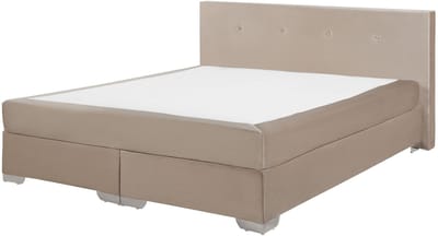 CONSUL - Boxspring - Lichtbeige - 160 x 200 cm - Fluweel