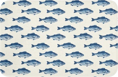 WC mat 60x40 cm - Antislip - Vis - Patroon - Blauw - Toiletmat - Vloermat - Douchemat - Toilet tapijt - Toiletmatten