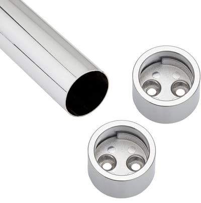 SOTECH garderobestangset 1000 mm cilindrisch Garderobestang chroom gepolijst bestaande uit kledingstang incl. 1 paar cilindrische garderobestanglagers