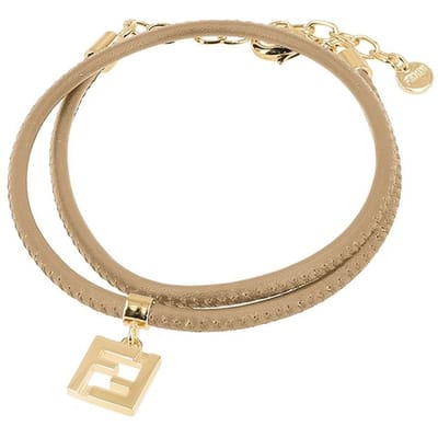 Fendi Forever Ff Logo Leren Armband 8al293 Ah9w F1hjv 8AL293 AH9W F1HJV beige