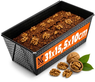 KADAX Rechthoekige Bakvorm Van Blik Met Antiaanbaklaag - Taartvorm, Broodbakvorm, Vierkante Broodvorm (Zwart, 31 x 15,5 cm)