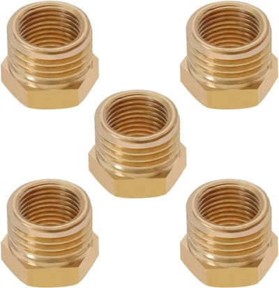 Reduceradapter Messingdraad - van 1/4 duim naar 1/8 duim - Zeskantpijp-verbinder - Gas HVAC-leidingen - Stoom Vloeibaar Gas - Geschikt voor Kleur of model - 5 stuks