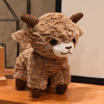 Kawaii Lam Schaap Pluche Pop Zacht Pluizig Gevuld Boerderijdier Speelgoed Schattig Krullend Bont Schaap Pluche Knuffel Cadeau Slaapkamer Decor Knuffelkussen 11cm pendant brown