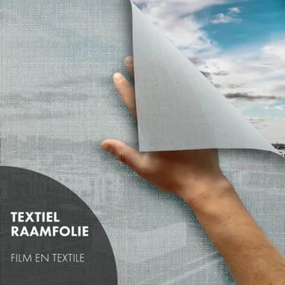Textiel raamfolie - zelfklevend - Grijs/Zilver - 45x150cm - zonwerend – anti inkijk - hoogwaardige uitstraling - recycled PET - HR++(+) compatibel