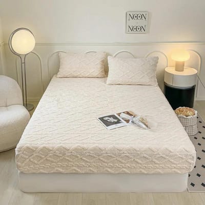 1 stuks Verdikt Warm Hoeslaken Voor Winter Effen Kleur Tafzijde Velvet All-Inclusive Bedovertrek Queen/King Size Fundas De Colchón 2 pillowcase 48x74cm gray