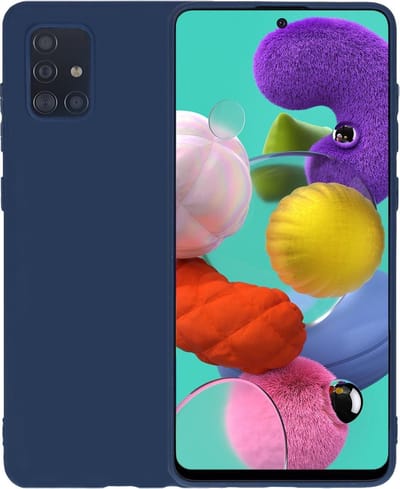 Hoesje - Geschikt voor Samsung Galaxy A51 - Sterk & Shockproof - Siliconen Case - Hoes Cover - Telefoonhoes - Donkerblauw