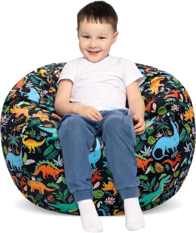 Zitzakstoel voor kinderen – Opbergzitzak en Speelgoedorganizer met Dinosaurusprint – 81 cm