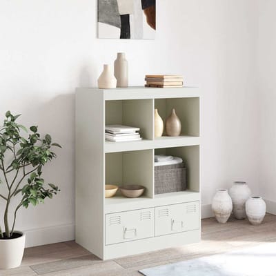 vidaXL - Hoge - kast - 67x39x95 - cm - staal - wit