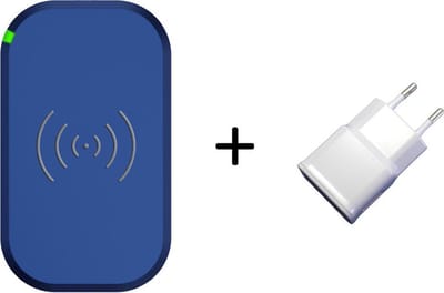 Draadloze Qi Smartphone oplader met 3 coils - 10W - Incl. AC adapter - Blauw