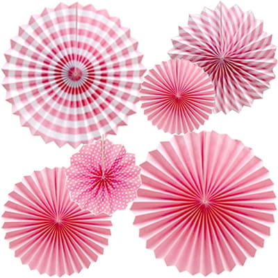Papieren Waaiers - Decoratie Sets - Feestelijke Aankleding - 6 Delige Set - Roze