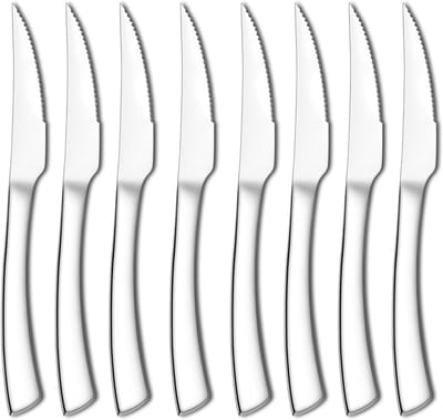 Set van 6 RVS Frituurmessen met Ergonomische Handgreep, Tafelmes en Botermes voor Thuis, Keuken en Restaurant, Perfect voor Koken en Serveren