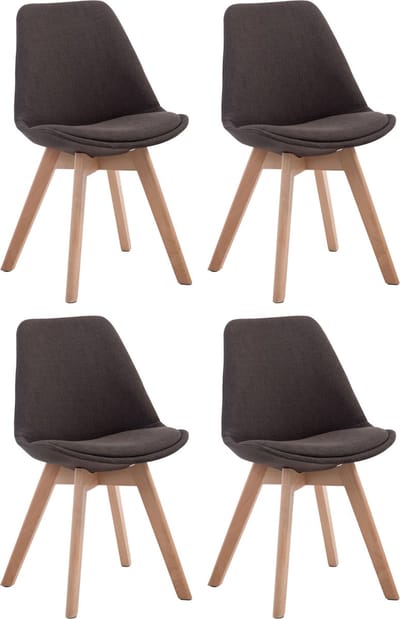 CLP Borneo V2 Set van 4 eetkamerstoelen - Stof donkergrijs natura
