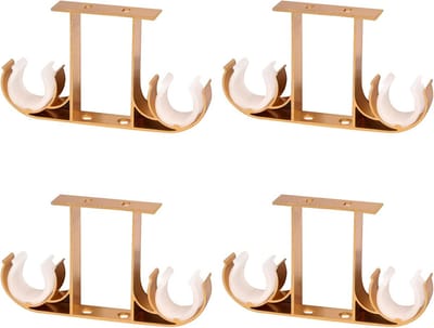 Dubbele Gordijnroede Steunen Plafondbevestiging Set van 4 - Goudkleurig Aluminium - Voor Gordijnstangen tot 28mm