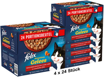 FELIX Sensations Gelees Kattenvoer nat in gelei, assortiment (4 x 24 x 85g)