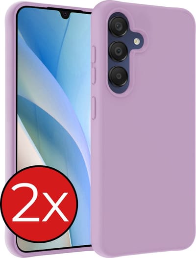 Hoesje - 2 Stuks - Geschikt voor Samsung Galaxy A15 - Sterk & Shockproof - Telefoonhoes - Back Cover - Case Siliconen - Telefoon Hoes - Lila