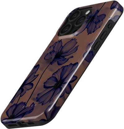 Burga, MagSafe hoesje Geschikt voor Apple iPhone 15 Pro Max elegant fluwelen nachtpatroon, Donkerpaars