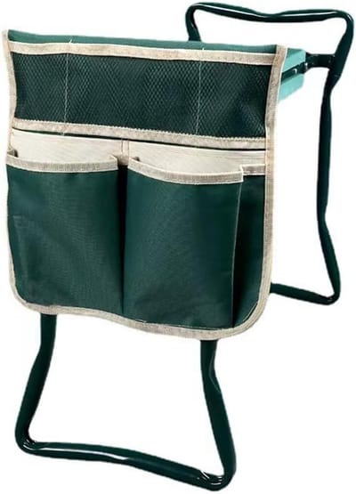 Tuin knieler zitje - Opvouwbare bank - Comfortabel tuinieren - Met gereedschapstas - 60 x 49 cm - Groen