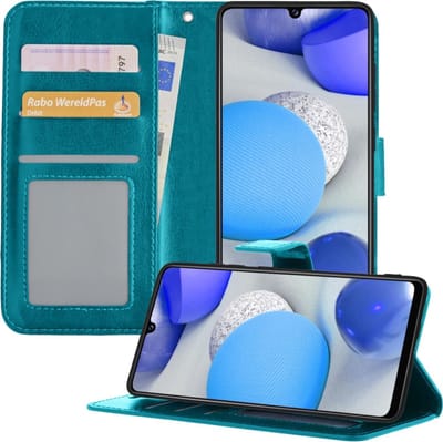 Hoesje - Geschikt voor Samsung Galaxy A42 - Luxe Bookcase - Walletcase Hoes - Portemonnee - Cover - Telefoonhoes - Turquoise