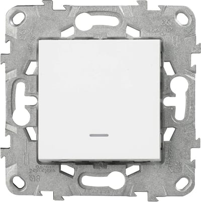 Drukknop met Indicator - Lichtschakelaar Wisselschakelaar - Verlichting Bediening - Visuele Status Indicatie - 60 x 60 mm - Wit