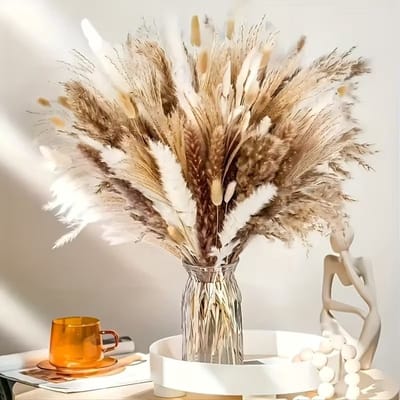 PolkaHome Gedroogd Bohemian Bloemstuk - 147 Delig Volume Decoratie met Natuurlijke Grassen