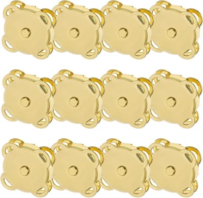 12 Sets Magnetische Drukknopen voor Naaiwerk - Metaal Sluitingen voor DIY Craft, Kleding, Tassen en Leren Jassen (Goud)