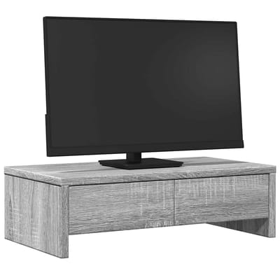 vidaXL - Monitorstandaard - met - lades - 50x27x15 - cm - hout - grijs - sonoma - eiken