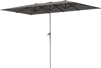 Premium Dubbele Parasol - Tuinparasol met Draaisysteem & 12 Metalen Baleinen - Stokparasol - 451 x 264 cm - Strandparasol - Terrasparasol - Marktparasol - UV-Bestendig - Strand, Balkon, Terras & Tuin - Donkergrijs