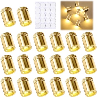 Set van 20 Mini LED Lichten voor Poppenhuizen - Gouden Mini Lampjes voor DIY Projecten, Miniatuurverlichting voor Displaykasten en Speelgoedbouwstenen (Warm Wit)
