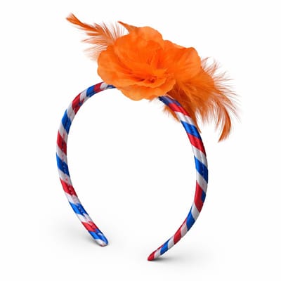 Oranje Diadeem met Bloem & NL Kleuren – Unisex One Size – Koningsdag & Voetbal – Feestaccessoire