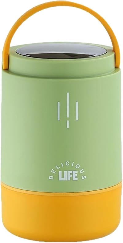 Voedselcontainer - Thermosfles Lunchbox - Warme maaltijden buiten - Drielaags ontwerp - 900 ml - Groen