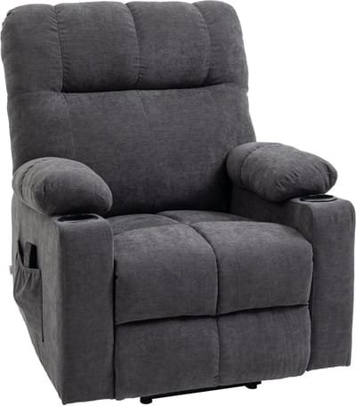 Sta op stoel elektrisch - Relaxfauteuil - Zetel - Stof - 1 persoons - Met armleuning - Zeer comfortabel - Elektrisch - Donkergrijs