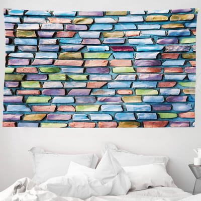 ABAKUHAUS Geometrisch Wandtapijt, Kleurrijk Mozaïek Tegelpatroon, 230 x 140 cm, Multicolor