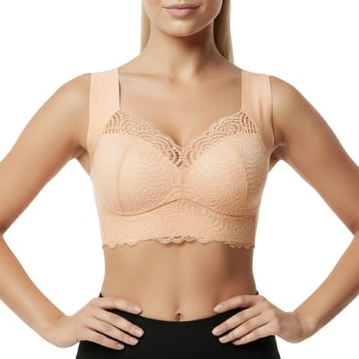 Comfortabele Push Up BH - Maat M - Beige - Comfort BH Zonder Beugel - Extra Comfortabele BH Met Push Up - Zwangerschaps Bh - Beugelloze Bh - Magic bra - Niet Voorgevormde BH