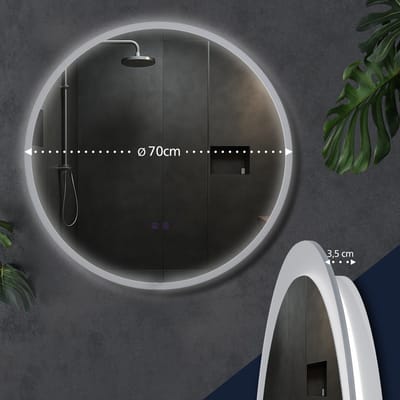 CLP Laconia Badkamerspiegel - met verlichting - met verwarming - rond - anti-condens wandspiegel - LED dimbaar - met Bluetooth - helder/glas