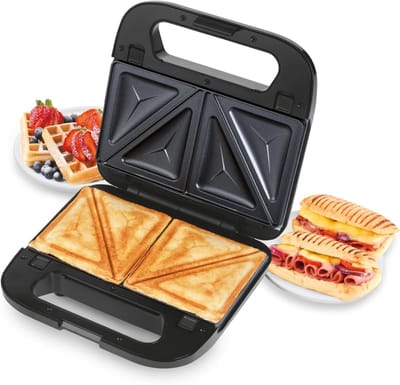 DnA® Wafelijzer Met Verwisselbare Platen - Wafelijzer Tefal - Wafelijzer Hartvorm - Zwart - 22cm x 22cm x 10cm