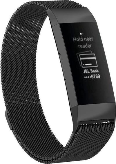 Jumada's - Compacte Fitbit Charge 3 and 4 Milanese Band - Zwart - SM - Horlogeband Armband Polsband