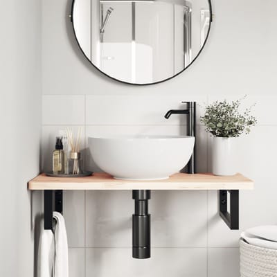 vidaXL - Badkamer - wandschap - staal - en - massief - beukenhout
