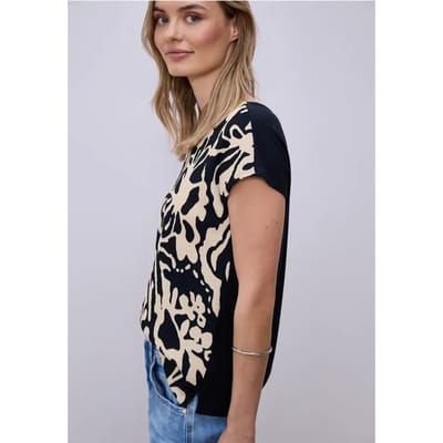 Shirt met gespleten hals en print op de voorkant