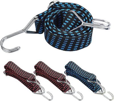 Verstelbare spanrubbers met haken - 4 stuks - 1 m lange platte spanbanden