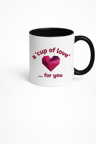 Witte Mok 'A Cup of Love' met Geometrisch Hart - Liefdevol Cadeau